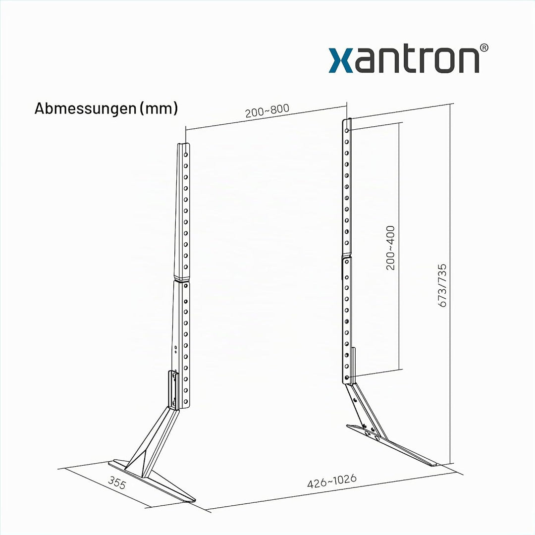 Xantron® TV Ständer Universal TV Standfuss bis 75 Zoll/Fernseher Halterung stehend VESA 200x200-800x