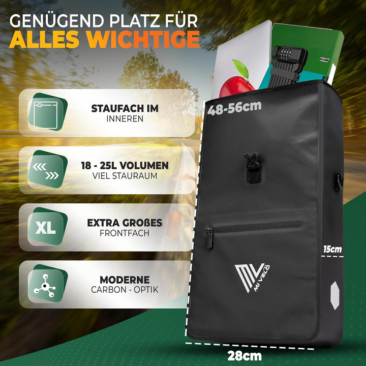 MIVELO 2in1 Fahrradtasche für Gepäckträger Gepäckträgertasche 100% wasserdicht Fahrrad Tasche für Ge