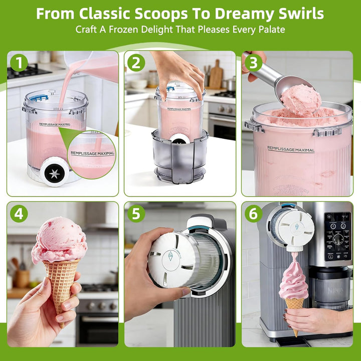 4 Stück Behälter für Ninja Swirl CREAMi,480 ml Creami Tubs Kompatibel mit Ninja CREAMi Softeismaschi