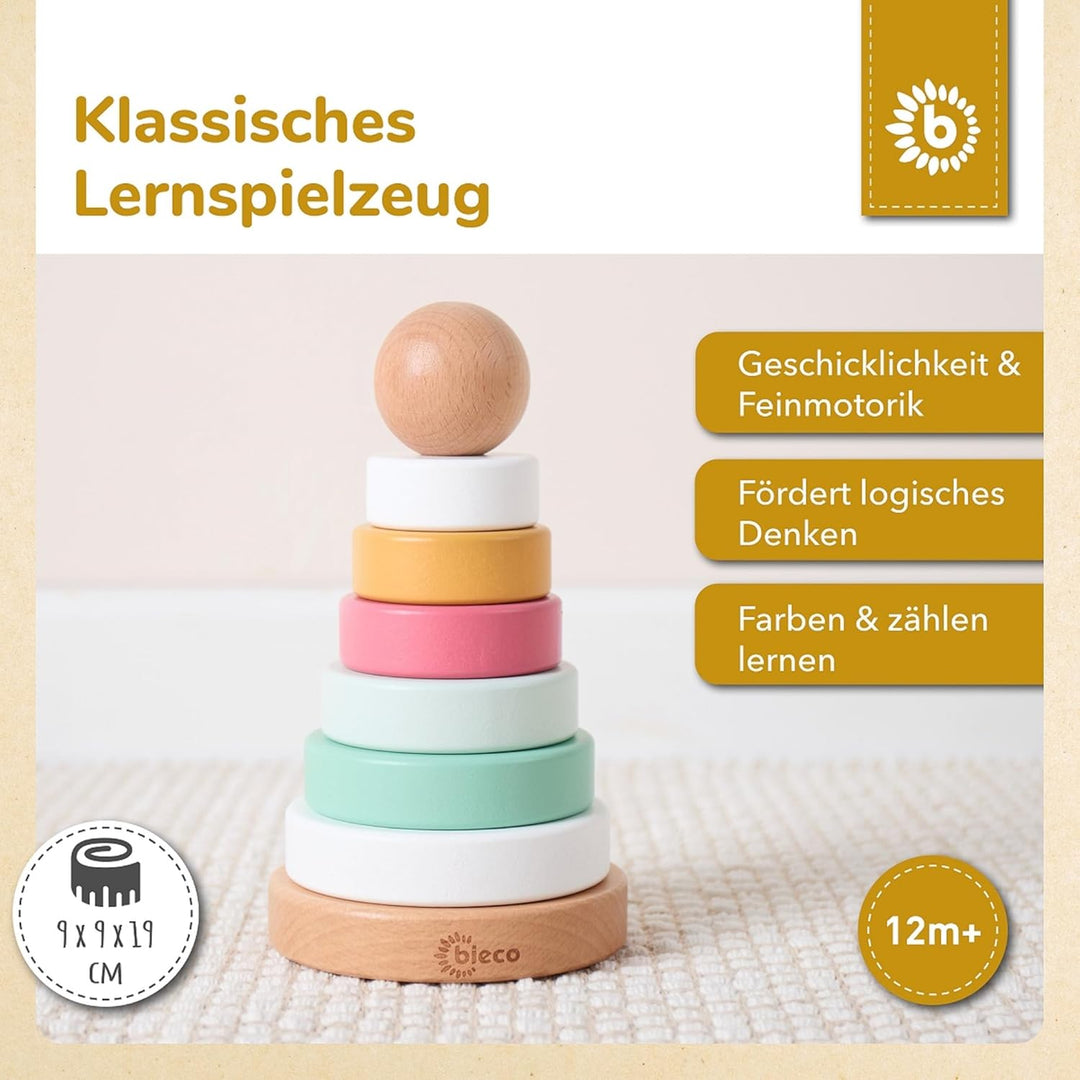 Bieco Baby Berry Stapelturm | Holz FSC® | 19 cm | Steckspiel ab 1 Jahr | 8 tlg. berry mix, Berry