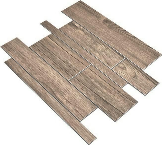 Selbstklebnde Mosaikmatte Verbund Alu Holzoptik Braun für WAND KÜCHE Wandverblender Fliesenspiegel V