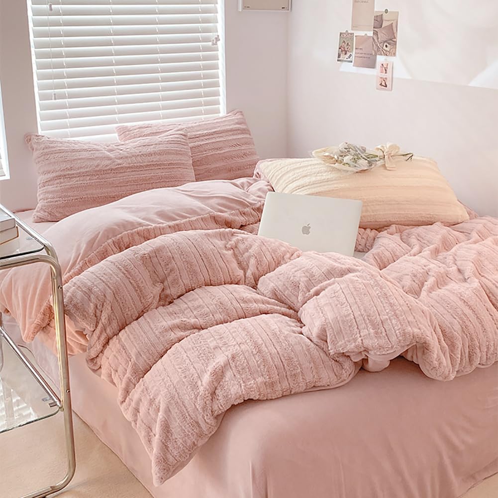 AShanlan Plüsch Bettwäsche 220x240 Winter Warme Flauschig Cashmere Touch Bettbezug Teddy Fleece Wint
