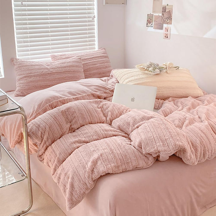 AShanlan Plüsch Bettwäsche 220x240 Winter Warme Flauschig Cashmere Touch Bettbezug Teddy Fleece Wint