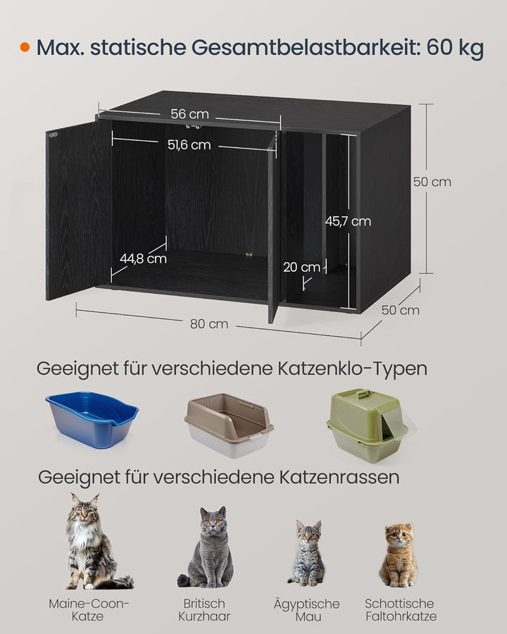 SONGMICS HOME Katzenklo Schrank, superschnelle werkzeuglose Montage, Toolless-Technologie, Katzenhau