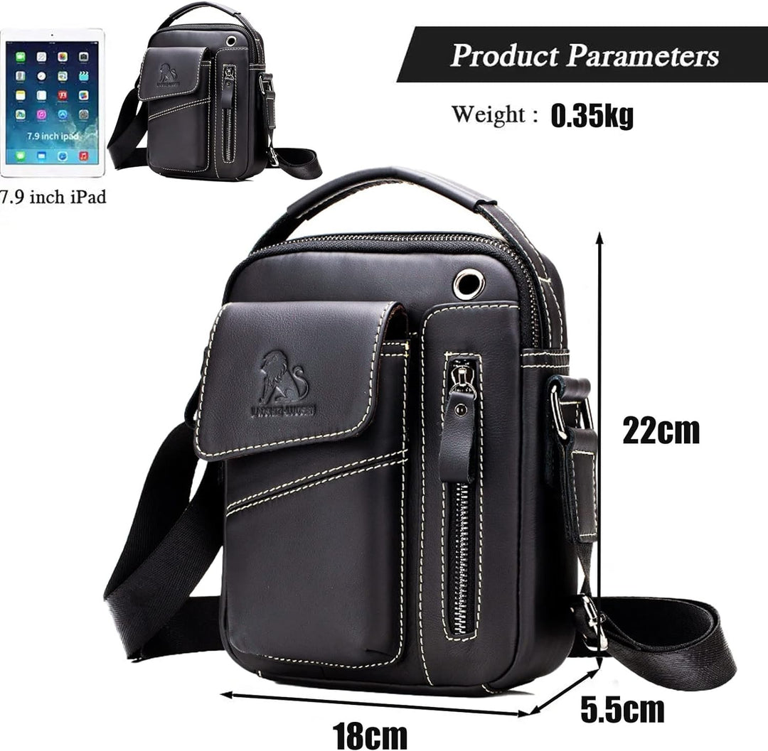 Einyniuer Herren Umhängetasche Mode Crossbody Tasche Leder Schultertasche Herrentasche Vintage für A