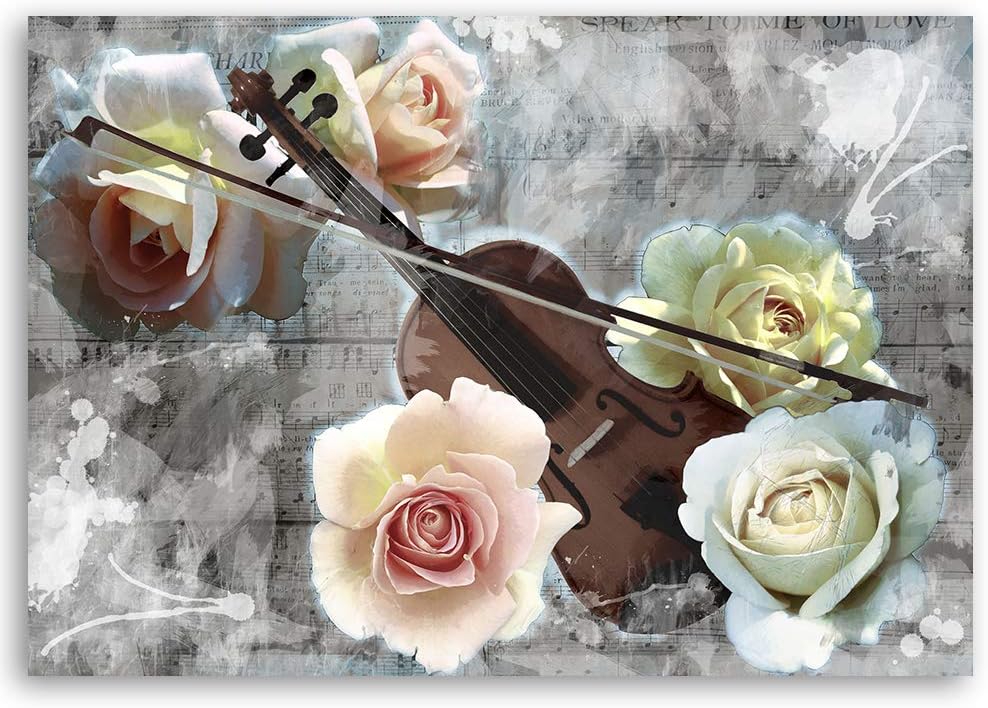 Feeby Bild auf Leinwand Rosen Kunstdruck modern Natur Beige 80x60 cm Leinwandbild 80x60 cm Beige_A,