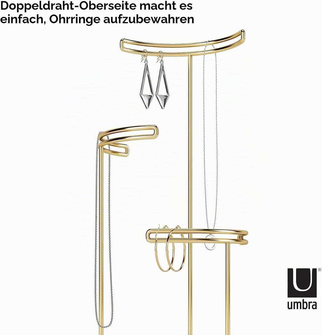 Umbra Tesora Schmuckbaum – Hoher Schmuckständer für Ketten mit integrierter Glas Schmuckablage für R