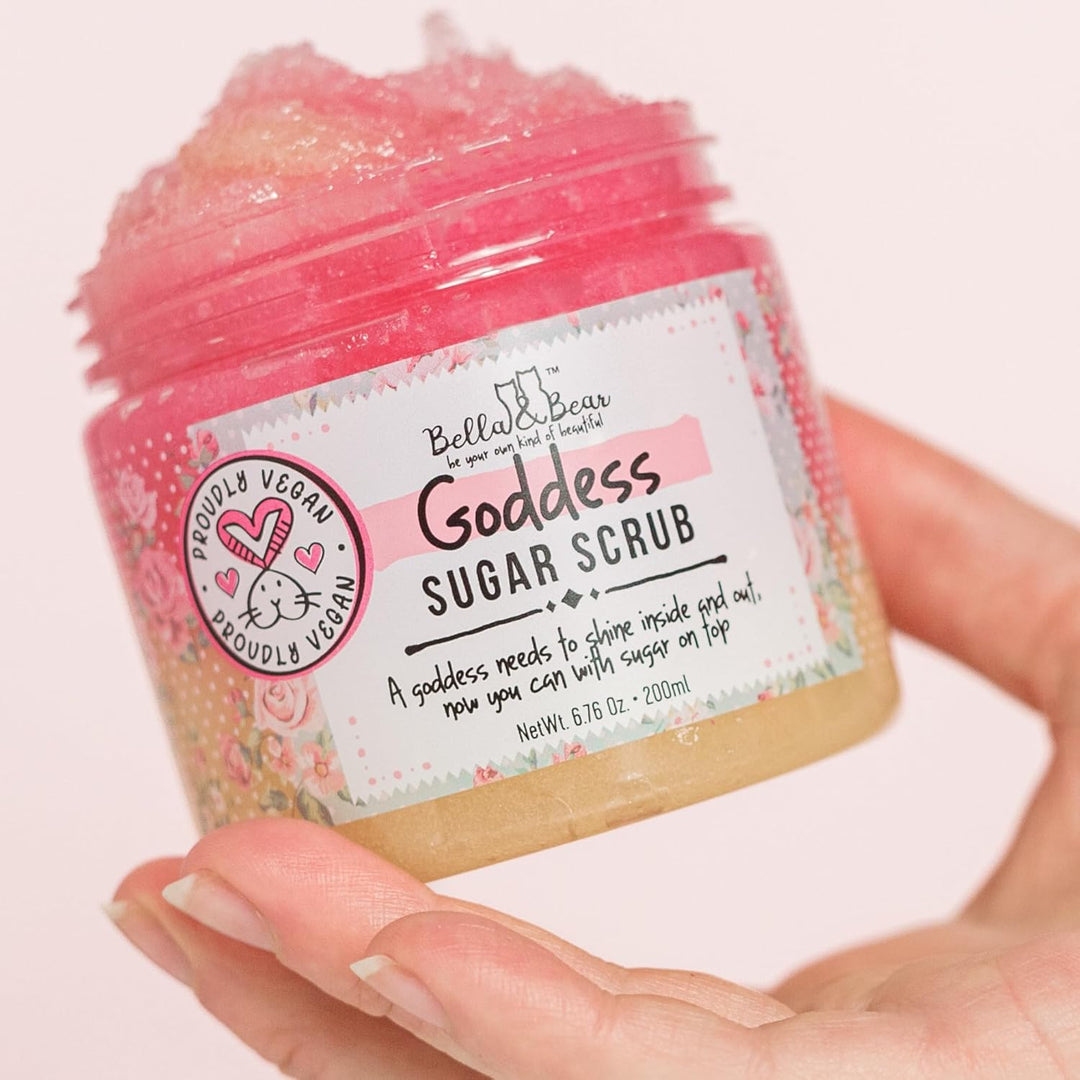 Bella and Bear Goddess Sugar Scrub, No Parabens, New Fragrance, Cruelty-Free, Vegan-Friendly Exfolia