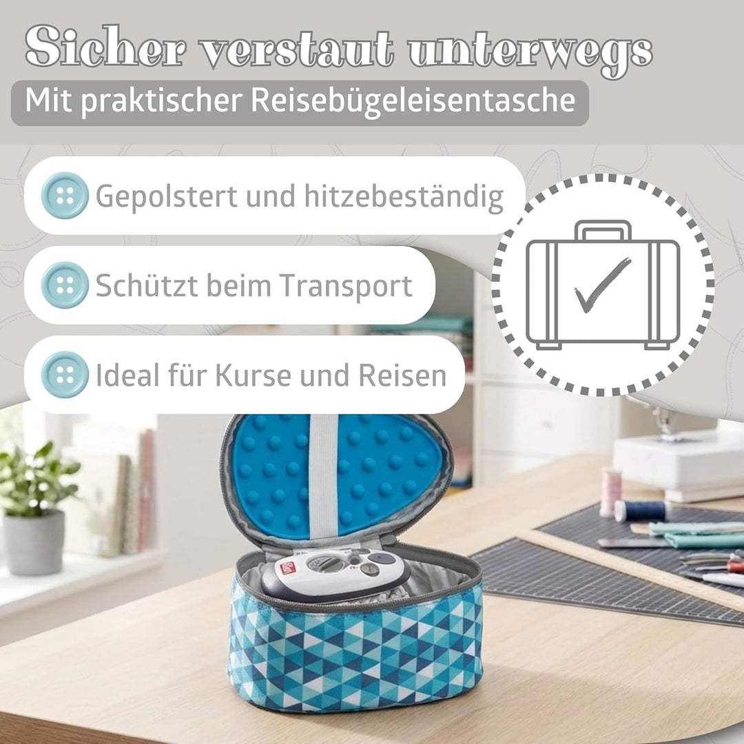 Semplix Bügelset 4-teilig mit Prym Mini-Dampfbügeleisen – Diamond Design mit Bügelunterlage, Silikon