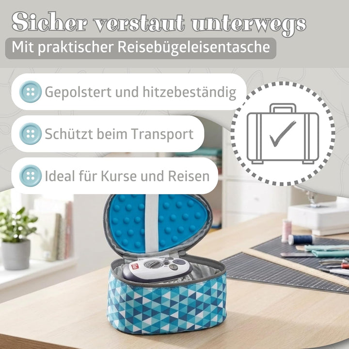 Semplix Bügelset 4-teilig mit Prym Mini-Dampfbügeleisen – Diamond Design mit Bügelunterlage, Silikon