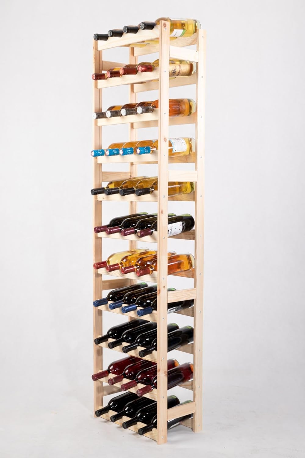 PROREGAL Weinregal PINOTWINE | HxBxT 166x43,4x25cm | 44 Flaschen | Massives Kiefernholz | Natur unbe