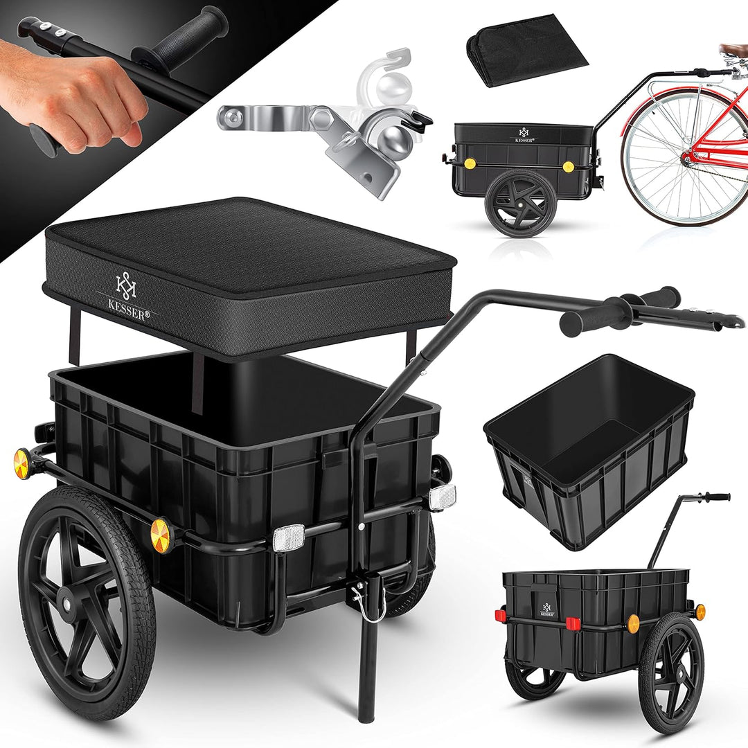 KESSER® Fahrradanhänger, Lastenanhänger, Handwagen mit Kupplung, Hochdeichsel, für Fahrrad Transport