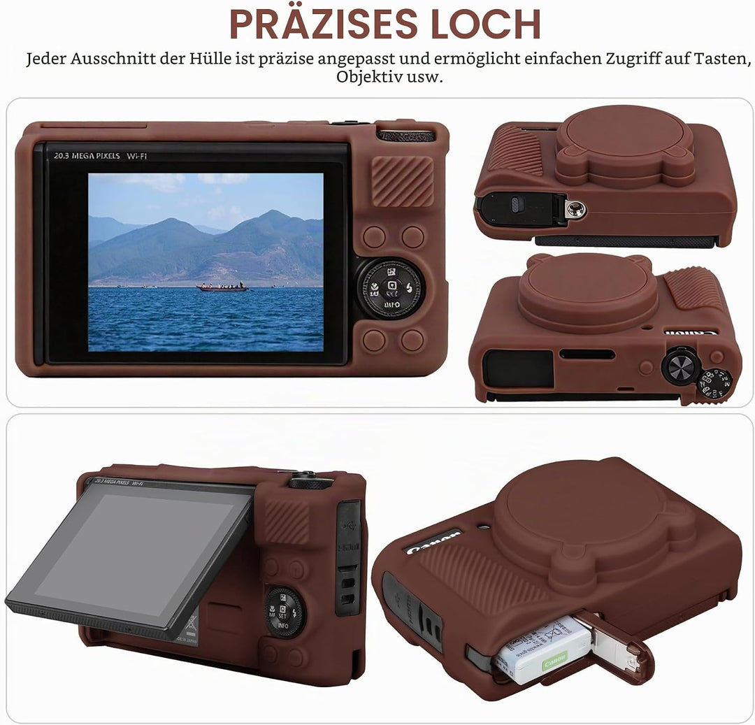 Canboc Case für Canon PowerShot SX740 SX730 HS Digitalkamera, Harte Tragetasche + weiche Silikon Sch