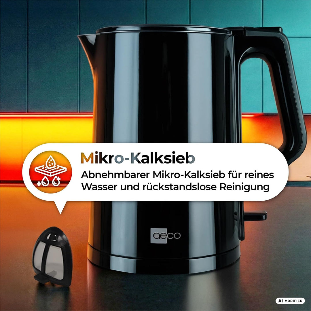 aeco AQA PRO elektrischer Wasserkocher Edelstahl Tee-Kocher Teebereiter electric kettle tea-maker bo