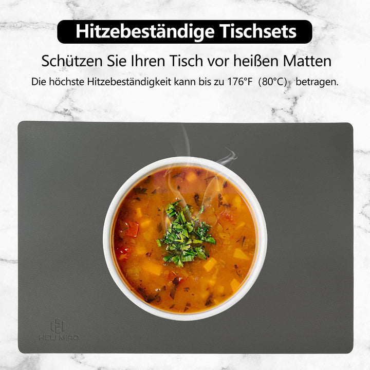 Tischsets Abwaschbar,Platzsets Abwischbar,Tischset Leder,Hitzebeständig Doppelseitigen I 4er Set Pla