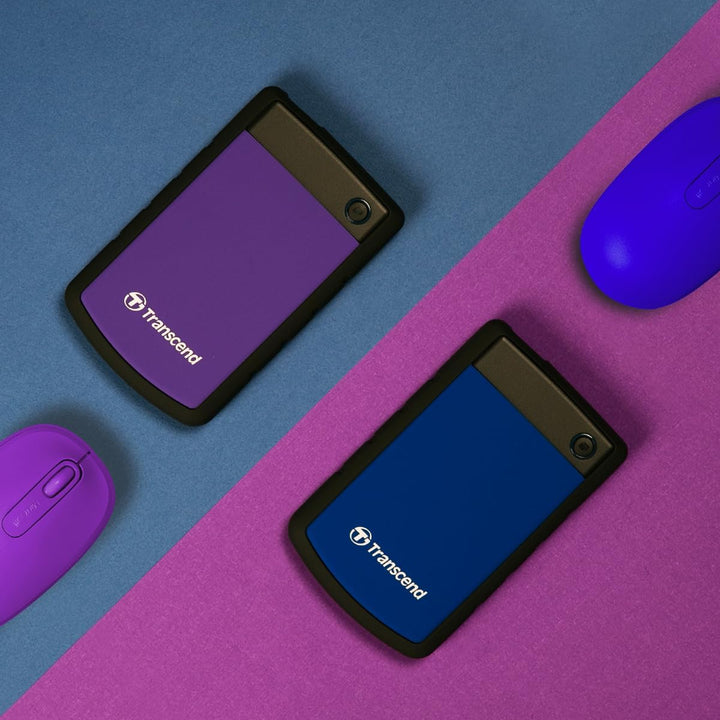 Transcend TS2TSJ25H3P 2TB portable, externe Festplatte (HDD) in purple (lila) mit Backup-Funktion (D