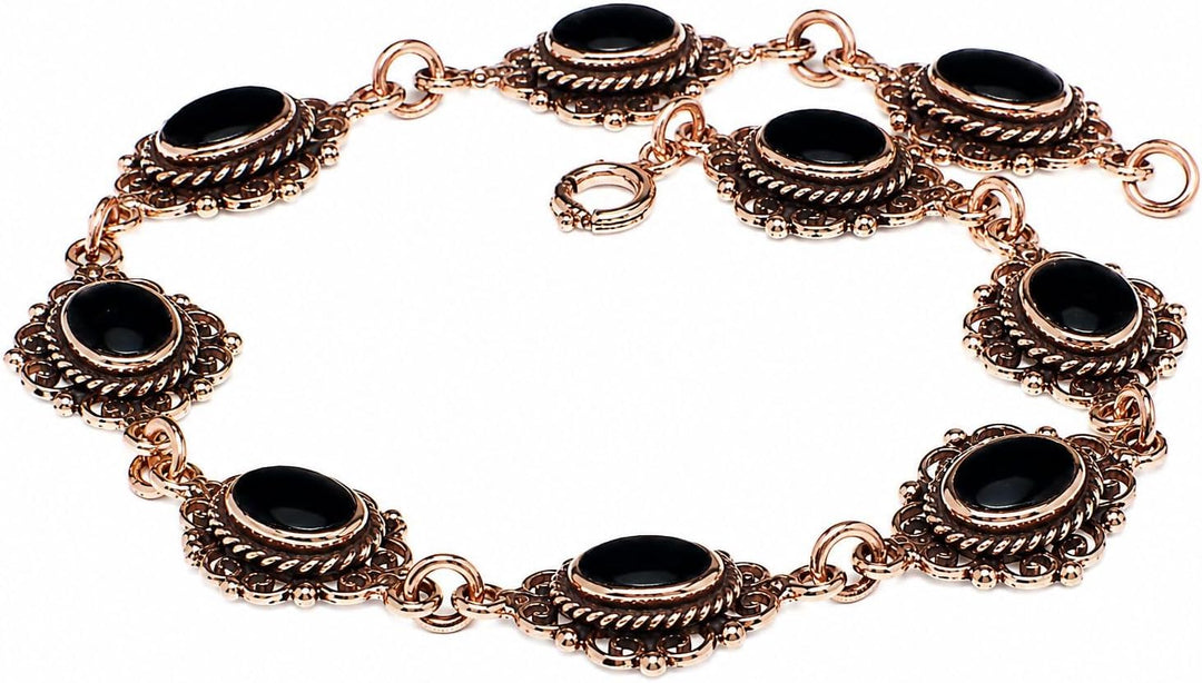 Windalf Mittelalter-Armkette MÉDIÉVALE 19 cm Schwarzer Onyx Armband Edle Bronze