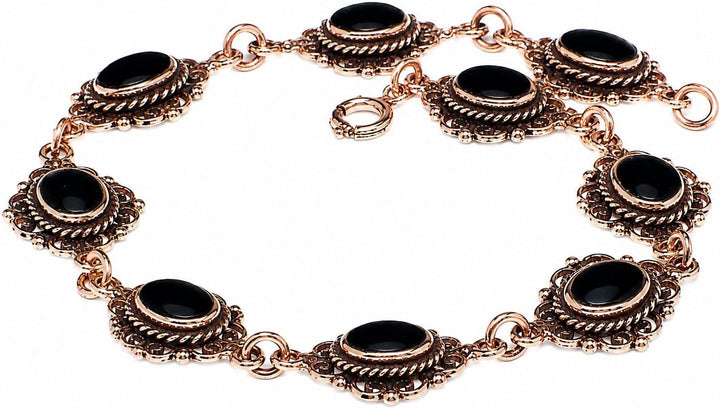 Windalf Mittelalter-Armkette MÉDIÉVALE 19 cm Schwarzer Onyx Armband Edle Bronze