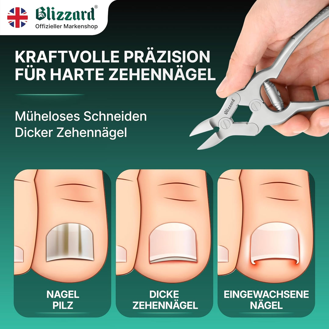 Blizzard Nagelzange für starke Fussnägel (15cm) -Professionelle Dicke & Eingewachsene Zehennagelknip