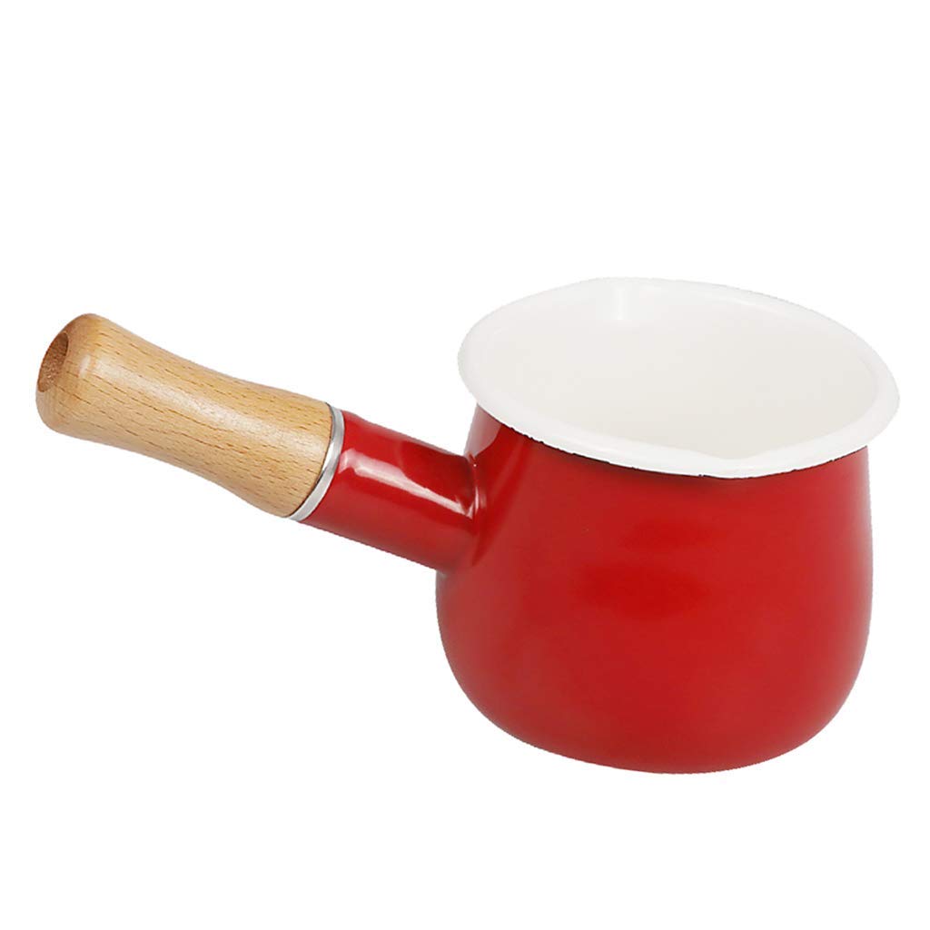 550ml Antihaft Klein Milchtopf Milchpfanne mit Holzgriff für Induktion Gasherd Rot, Rot
