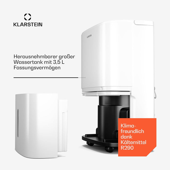 Klarstein DryFy 20L Luftentfeuchter - 400W, 20L/Tag, 5L Tank, 46dB Leise, Auto-Swing, Timer, Wäschet