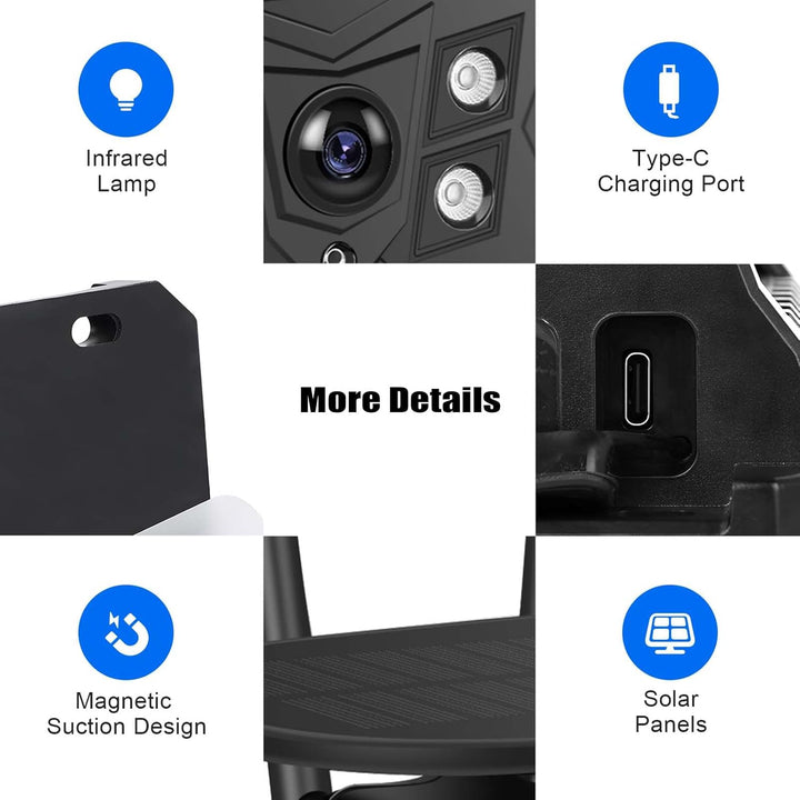 CAMECHO [Solar] Rückfahrkamera Kabellos mit 10.1 Zoll Monitor Touchscreen, 10000 mAh Magnetische 720