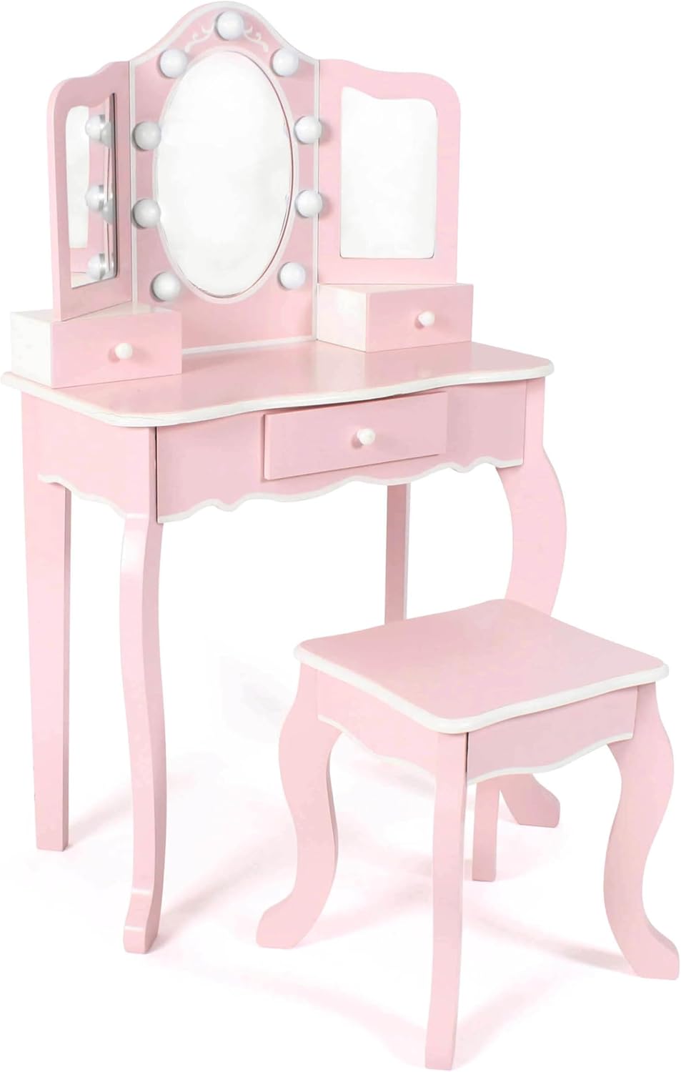 Bayer Chic 2000® Schminktisch Kinder mit LED Beleuchtung & Hocker – Bruchsichere Spiegel & Ausreiche