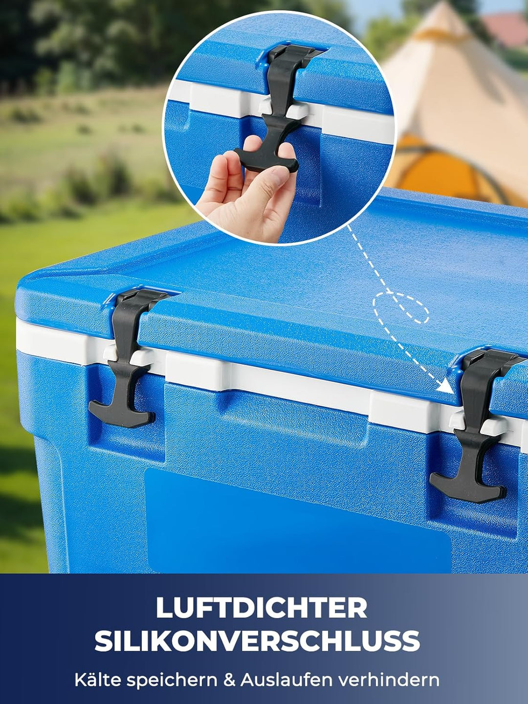 Kühlbox 66 Liter ohne Strom – Tragbare Thermobox hält EIS bis zu 4 Tage kalt, Passive Kühlbox für Ca