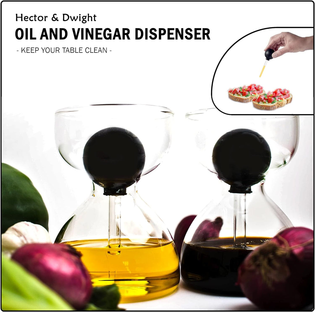 DropD'olio Öl und Essig Spender Set mit Glas Pipette - 2er Set mit je 120ml - Perfekt für Ciabatta u
