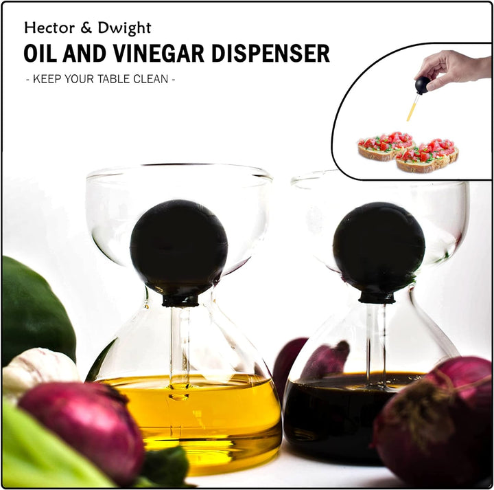 DropD'olio Öl und Essig Spender Set mit Glas Pipette - 2er Set mit je 120ml - Perfekt für Ciabatta u