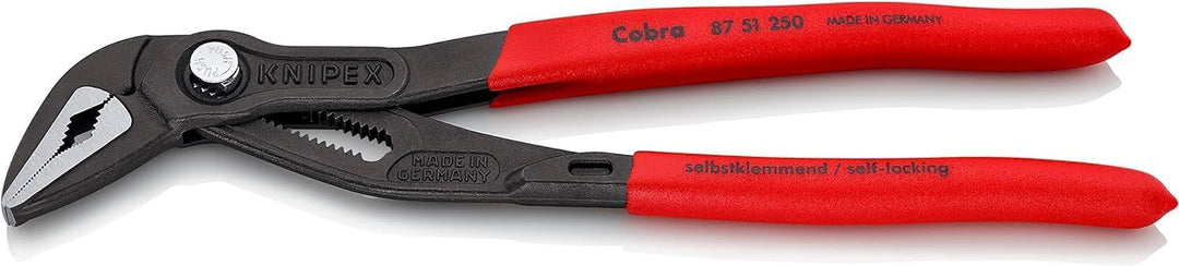 KNIPEX SB Cobra ES, Wasserpumpenzange | Rohrzange, extra schlank, Chrom-Vanadium, atramentiert, 250