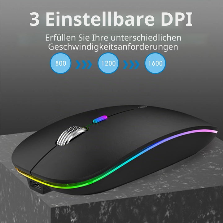Uiosmuph G12 Maus Kabellos, LED 2.4G Leise Funkmaus Wiederaufladbar Wireless Mousemit Nano USB Empfä