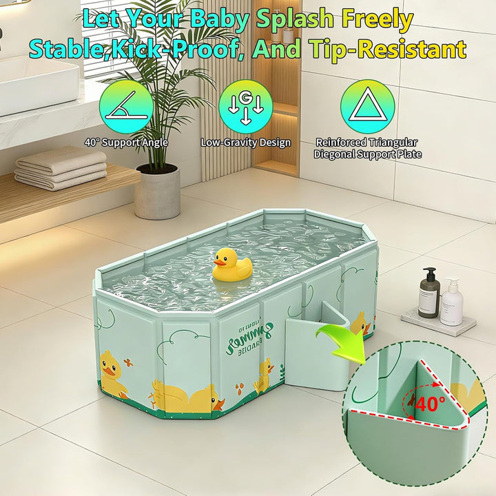 Babybadewanne Faltbar, Tragbare Baby badewanne, Grosse Babywanne für 0-8 Jahre, Integrierte Badewann