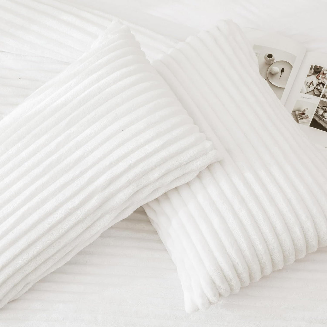 Andency Fleece-Bettwäsche-Set für King-Size-Betten, 3-teilig, weiss, für King-Size-Bett, weich, warm
