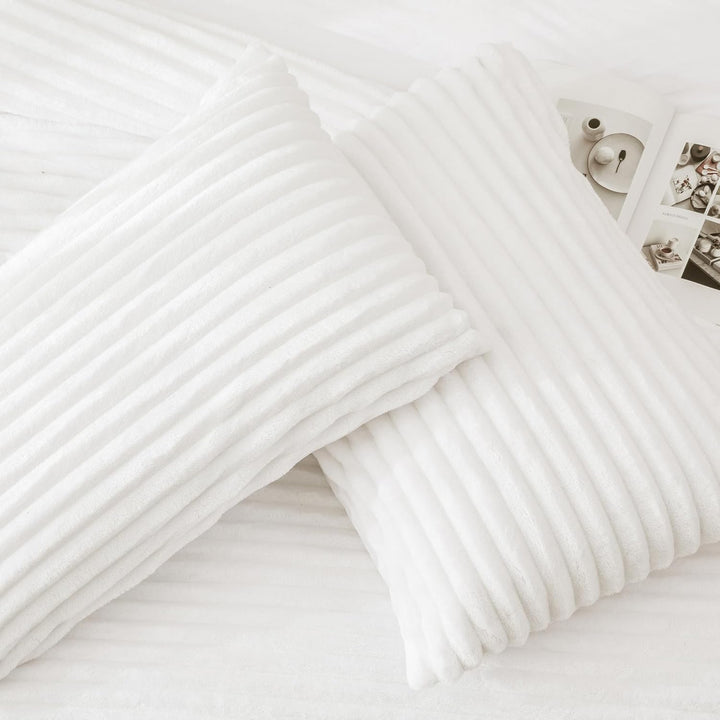 Andency Fleece-Bettwäsche-Set für King-Size-Betten, 3-teilig, weiss, für King-Size-Bett, weich, warm