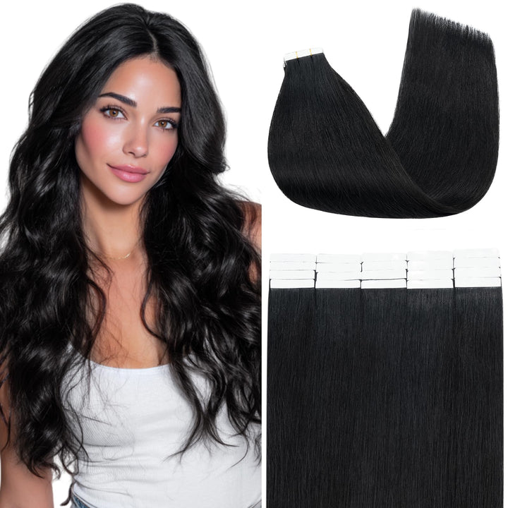 Benehair Tape in Extensions Echthaar, Invisible Tape Extensions Echt Haar, 20Pcs 30g Haarverlängerun