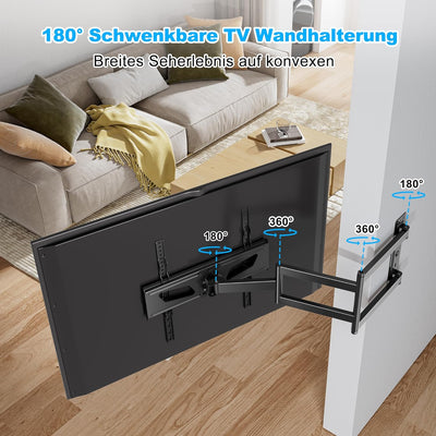 WHYFONE TV Wandhalterung mit 845mm Extra Langem Gelenkarm, Fernsehhalterung Wand Schwenkbar 180° Dre