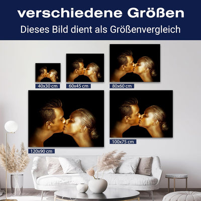 wandmotiv24 Leinwand-Bild Gold Collection, Grösse 60x45cm, Querformat, Frau & Mann in Gold-metallic,