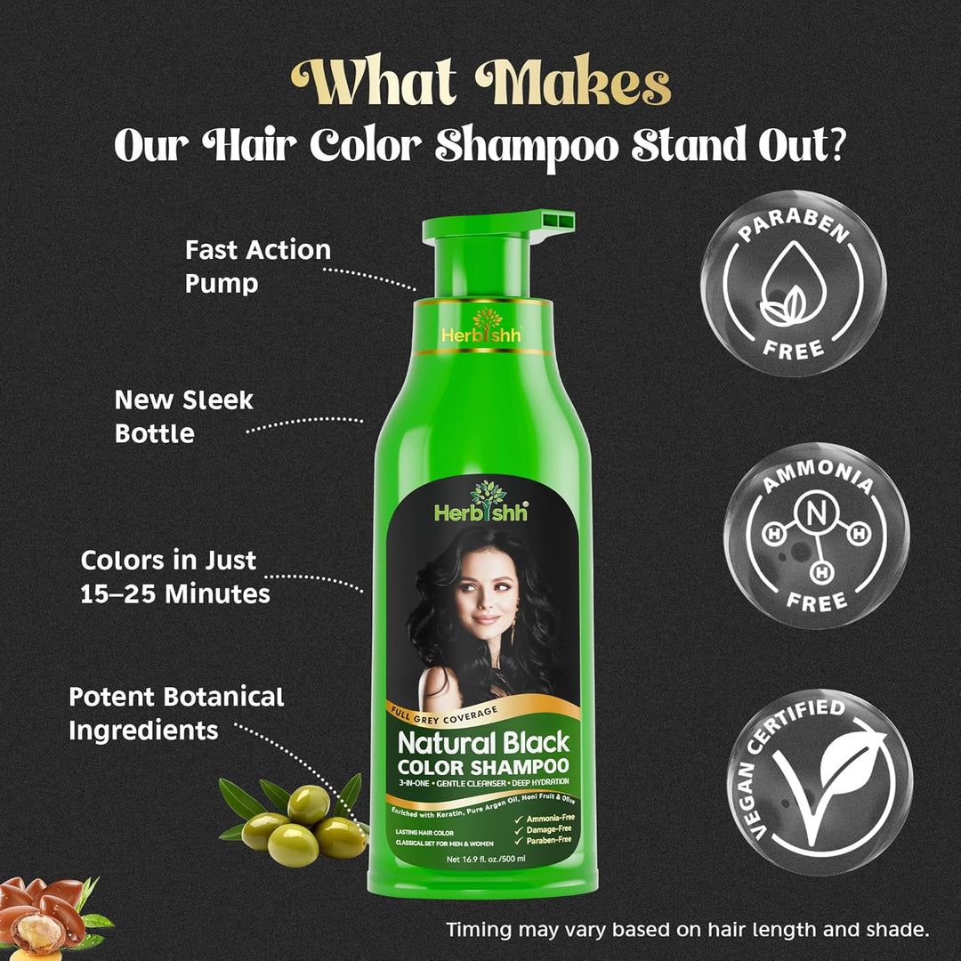 Herbishh Ultimate Hair Color Shampoo Kit (2 Stück Hair Color Shampoo + Argan Hair Mask) für graues H