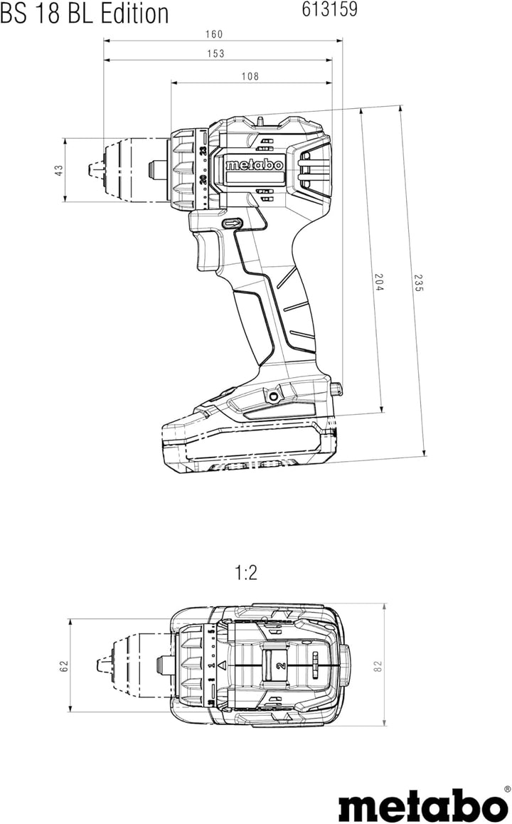 metabo Akku-Bohrschrauber BS 18 BL Edition - 18 V, CAS, 60 Nm Drehmoment, 36 mm Bohr-Ø - Brushless,