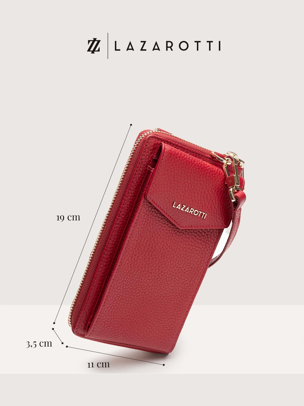 Lazarotti Bologna XL Leder Damen-Geldbörse & Handytasche (2-in-1) | 16 Kartenfächer | zum Umhängen m