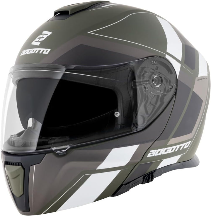 Bogotto FF403 Murata Klapphelm (Black/Green/White,S (55/56)) S (55/56) Schwarz/Grün/Weiss, S (55/56)