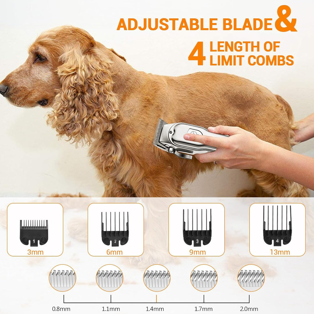 Profi Hundeschermaschine, Schermaschine Hund Katze,Tierhaarschneidemaschine set mit 4 Schneidköpfen