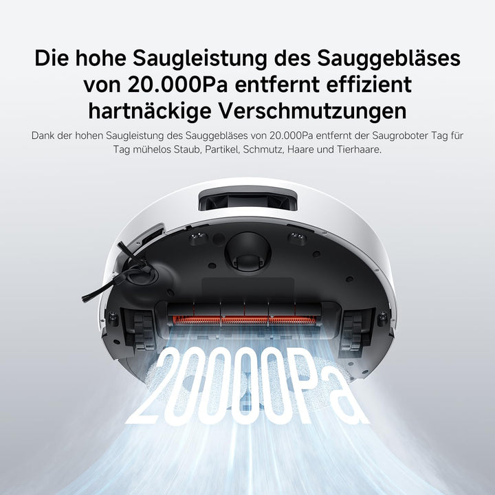 XIAOMI Robot Vacuum 5 Saugroboter mit Wischfunktion, 20.000Pa, Ausfahrbarer Mopp & Seitenbürste, 80°