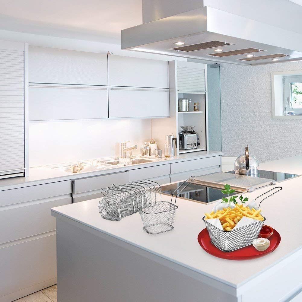 8 Stücke Frittierkorb Mini-Edelstahlchips Frittierkörbe Lebensmittelpräsentation Sieb Kartoffelkochw