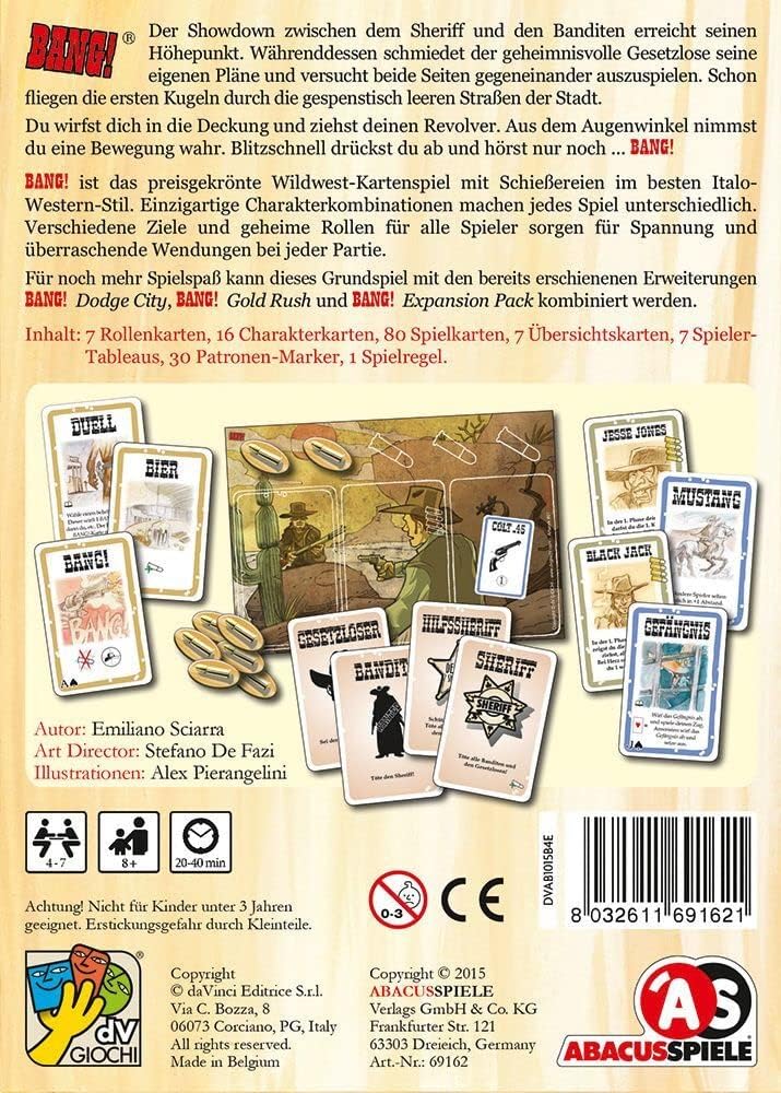 ABACUSSPIELE 69162 - Bang! 4. Edition, Western Kartenspiel, Silver, 190 x 138 x 46 mm
