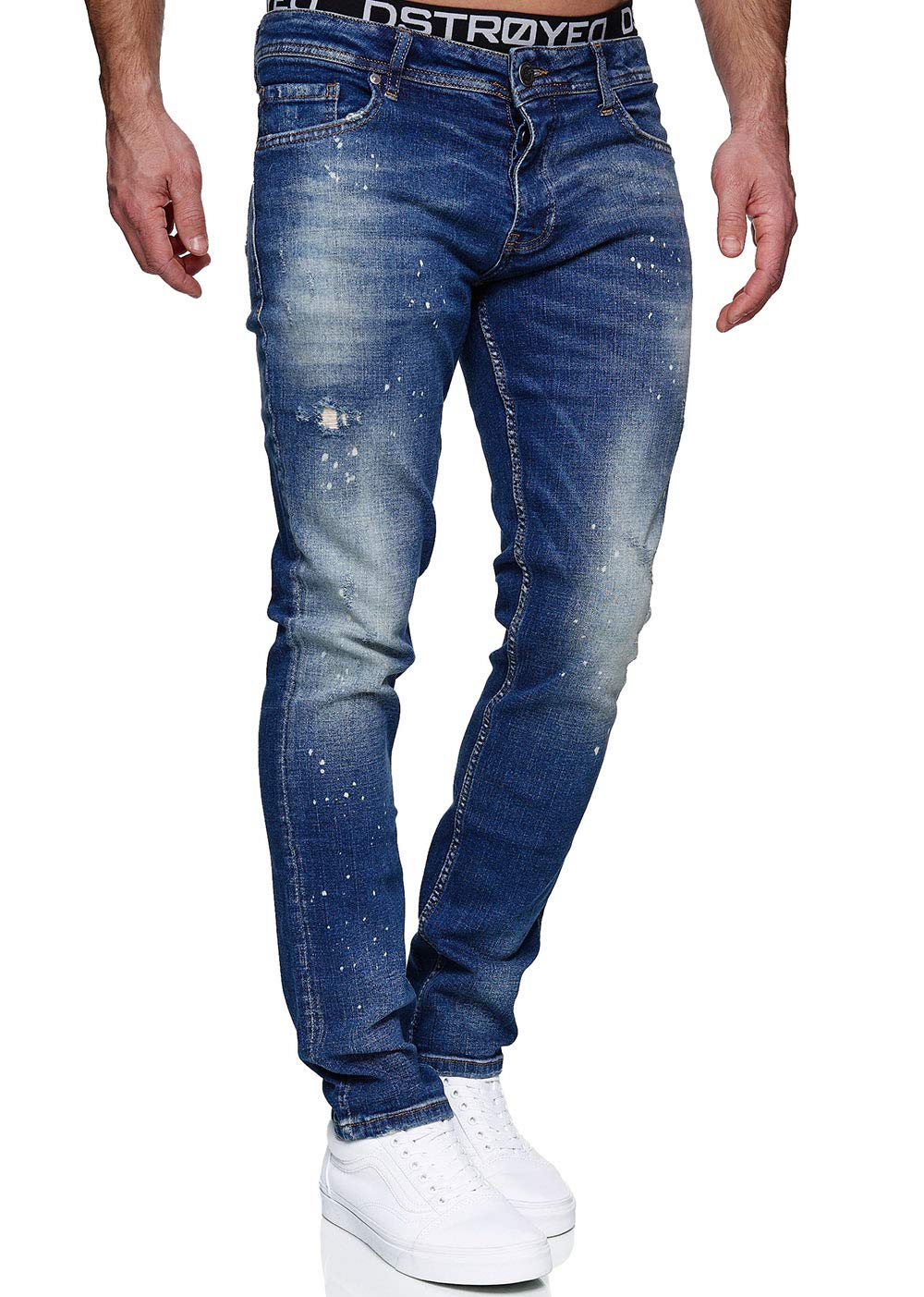 MERISH Jeans Herren Slim Fit Jeanshose Stretch Denim Designer Hose 1507, 1507-2 Blau