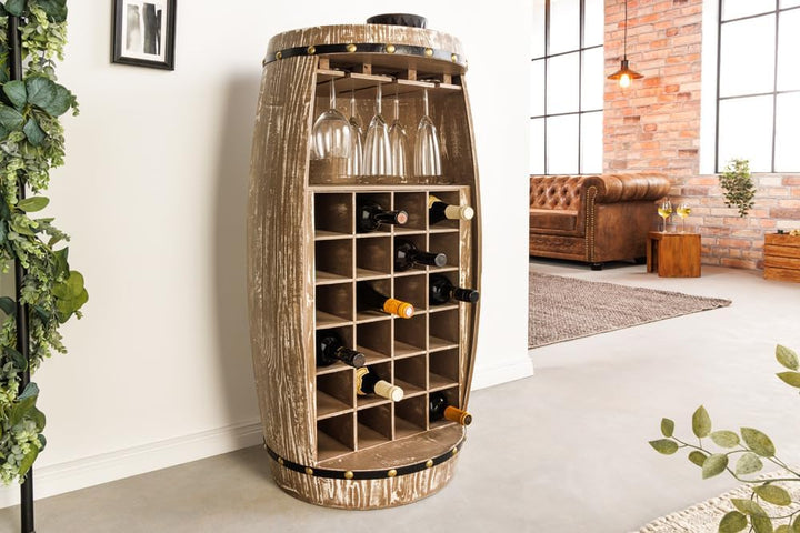 invicta INTERIOR riess-Ambiente.de Shabby Chic Weinregal Bodega 97cm Natur Pinie Weinfass für 24 Fla