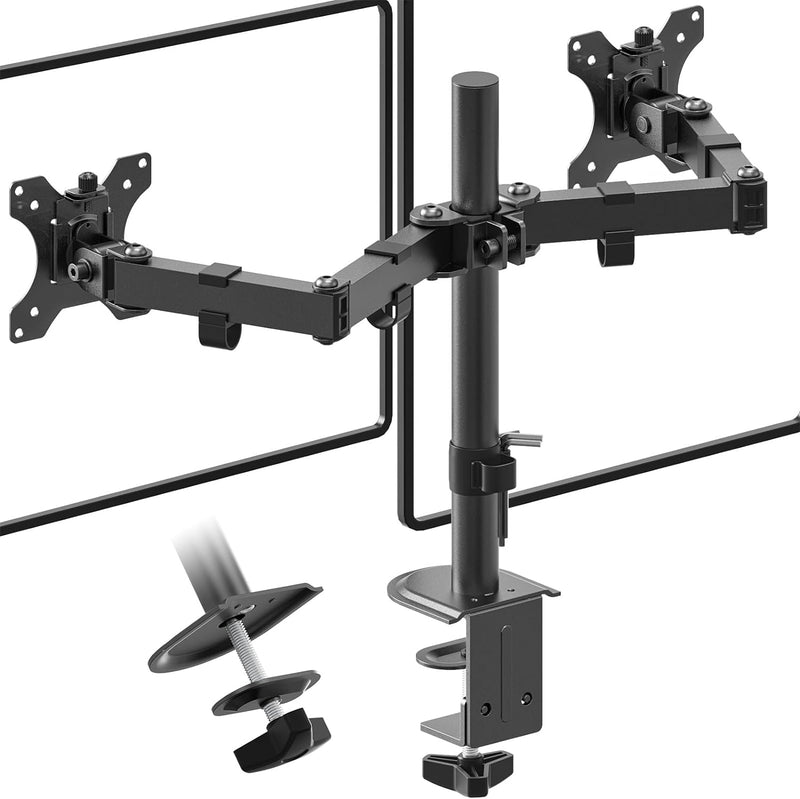 PUTORSEN Monitor Halterung 2 Monitore, für 13-32 Zoll Flach & Curved Bildschirm, Höhenverstellbar bi
