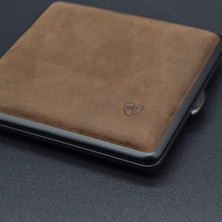 v.H 1912 VOM HOFE MANUFAKTUR Zigarettenetui Echtleder, Handmade in Germany, Dunkelbraun, 85mm - Etui